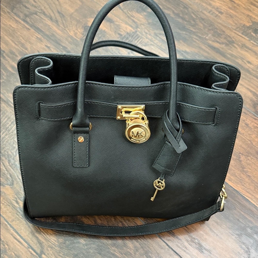 Michael Kors Black Satchel with Gold Details
